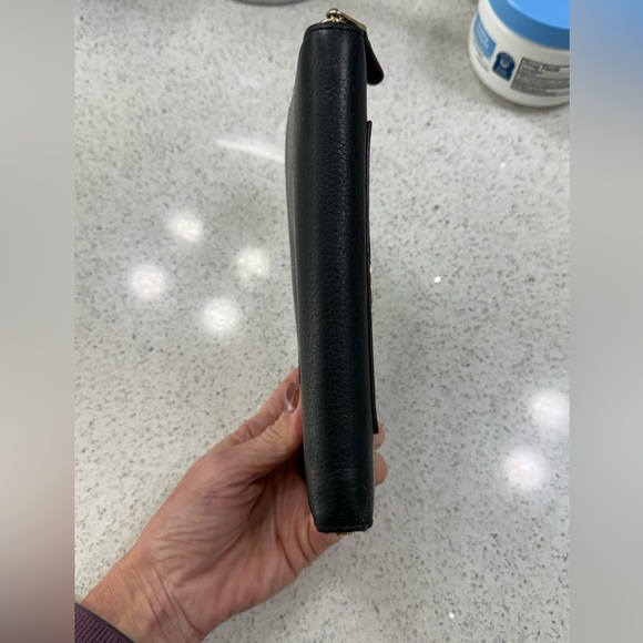 Coach Dark Brown Leather Monogram Gold Hardware Zippered Wallet - Picture 11 of 13